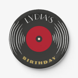 Vinyl Record Art Deco Birthday Paper Plate  Pappteller