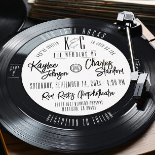 Vinyl Record Black and White Vintag Music Wedding Einladung