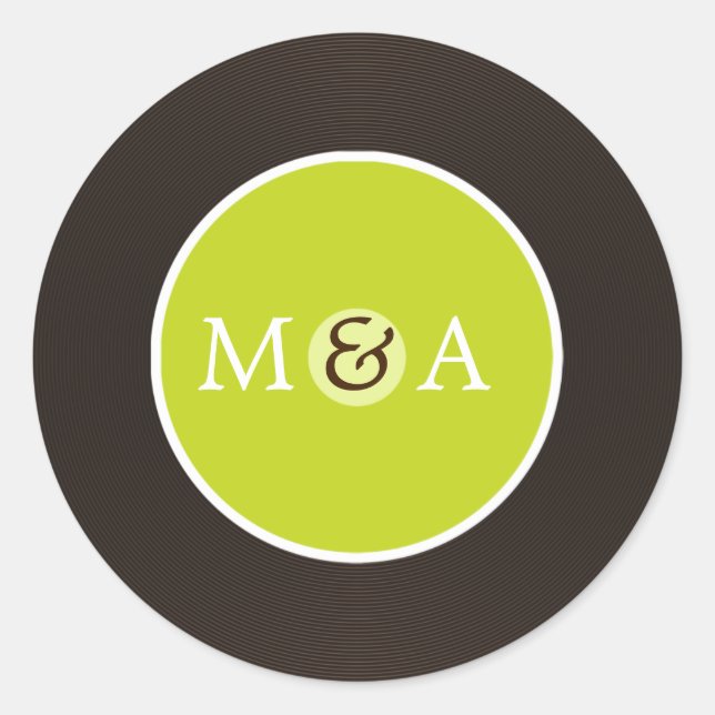 Vinyl Record Custom Wedding Runder Aufkleber (Vorderseite)