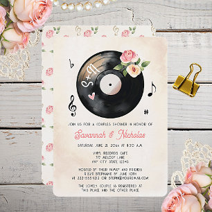 Vinyl Record Floral Watercolor Paare Dusche Einladung