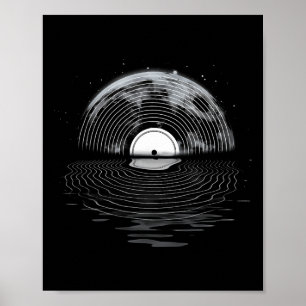 Vinyl Record Full Moon Retro Vintager Vinyl Record Poster