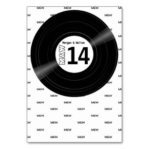 Vinyl Record Monogram Muster White Tischnummer