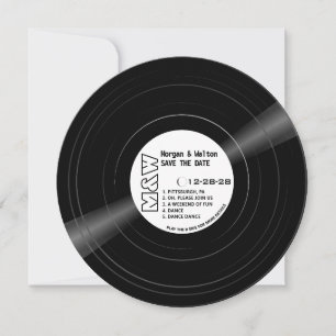 Vinyl Record Monogram - White Label Save The Date
