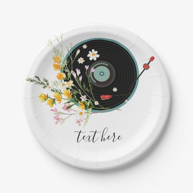 Vinyl Record, Oldies Rustikale Musik, Blume Pappteller (Vorderseite)