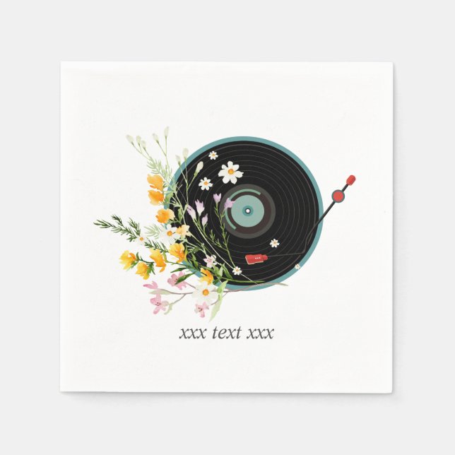 Vinyl Record, Oldies Rustikale Musik, Blume, Serviette (Vorderseite)