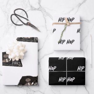 VINYL RECORD PLAYER TURNTABLE HIP HOP GESCHENKPAPIER SET
