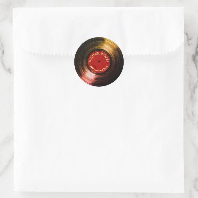 Vinyl Record RED Runder Aufkleber (Tasche)