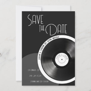 Vinyl Record Retro 70er Schwarz-Weiß-Minimal Save The Date