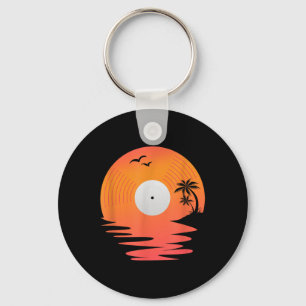 Vinyl Record Retro Disk Sea Beach Turntable Design Schlüsselanhänger