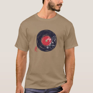 Vinyl Record Retro Grunge mit Sakura Blüten T-Shirt