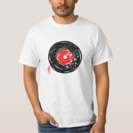 Vinyl Record Retro Grunge mit Sakura Blüten T-Shirt