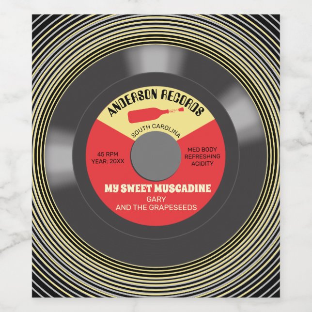Vinyl record Single personalisiert hausgemacht Weinetikett (Einzelnes Label)