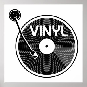 Vinyl Record Turntable Schwarz und Weiß Poster
