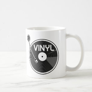 Vinyl Record Turntable Schwarz und Weiß Tasse