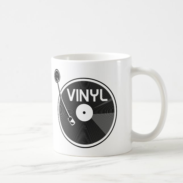 Vinyl Record Turntable Schwarz und Weiß Tasse (Rechts)