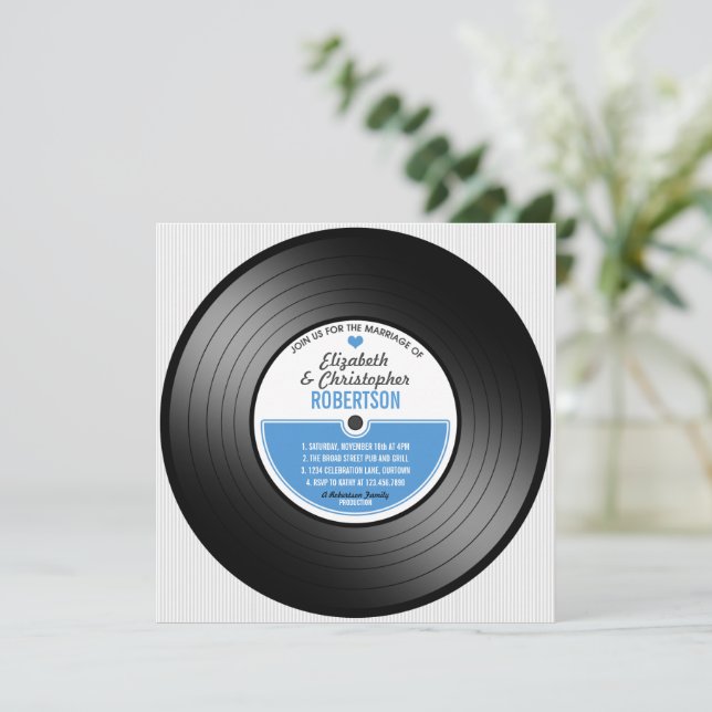Vinyl Record Wedding Celebration Einladung (Stehend Vorderseite)