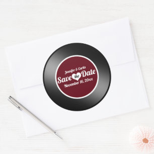 Vinyl Record Wein Red Wedding Save the Date Runder Aufkleber