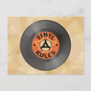 Vinyl regiert postkarte