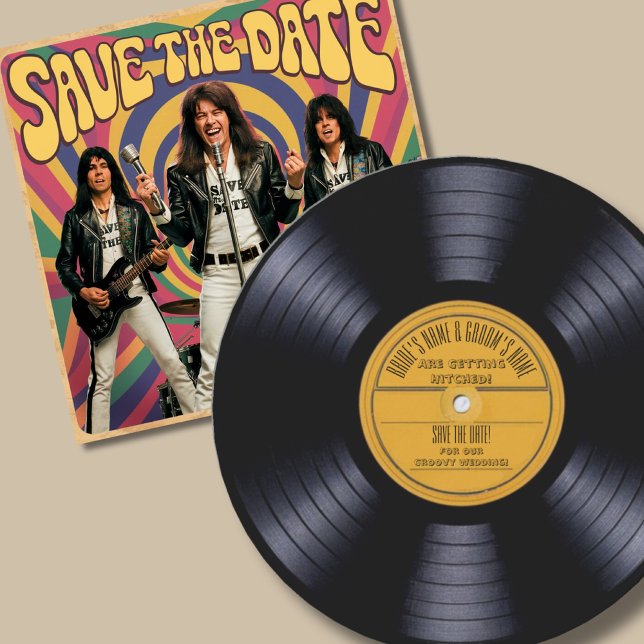 Vinyl Schallplatte Hochzeit laden 70er Stil Retro Einladung (Von Creator hochgeladen)