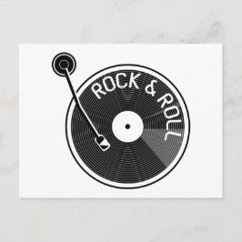 Vinyl-Schallplatte in Schwarz und Weiß Postkarte