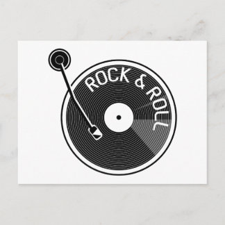 Vinyl-Schallplatte in Schwarz und Weiß Postkarte
