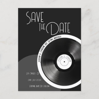 Vinyl Schallplatte Retro 70er Schwarz und Weiß Min Ankündigungspostkarte