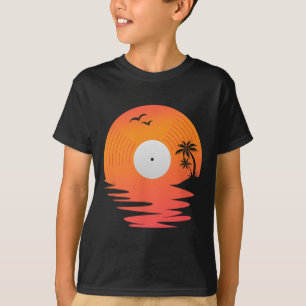 Vinyl-Schallplatte Retro-Diskette Meer Strand Plat T-Shirt
