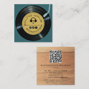 Vinyl-Schallplattenladen-Player Mitternachtsgrün & Quadratische Visitenkarte
