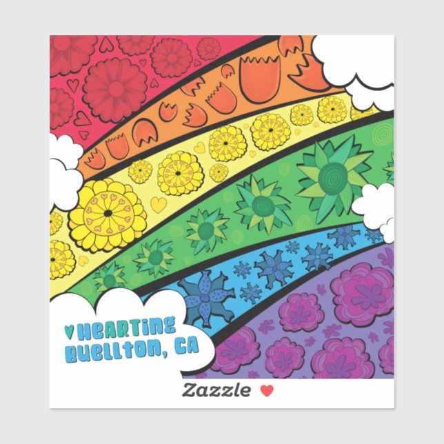Vinyl Sticker - Regenbogen-Blume - Buellton.Art (Blatt)