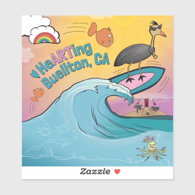 Vinyl Sticker - Wellenreiten - Buellton.Art (Blatt)