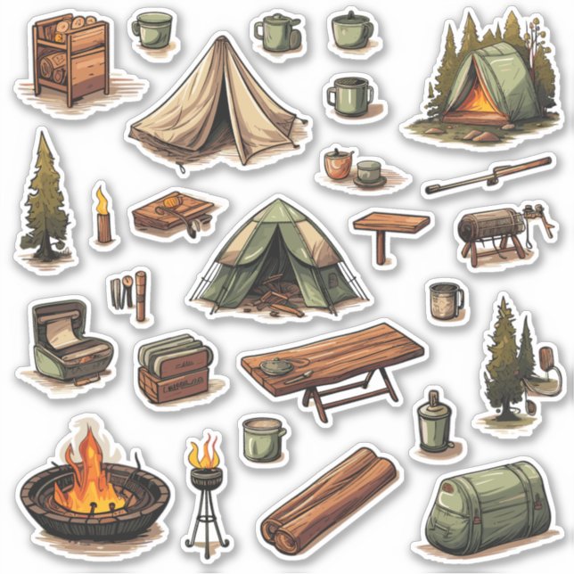 Vinyl Stickers aus Camping nach Maß geschnitten Aufkleber (Vorderseite)