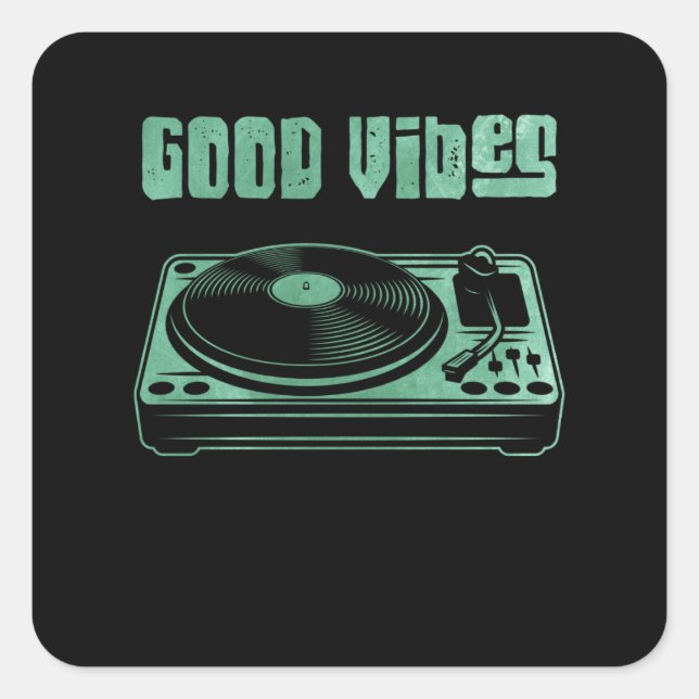 Vinyl Turntable DJ Record Quadratischer Aufkleber (Vorderseite)