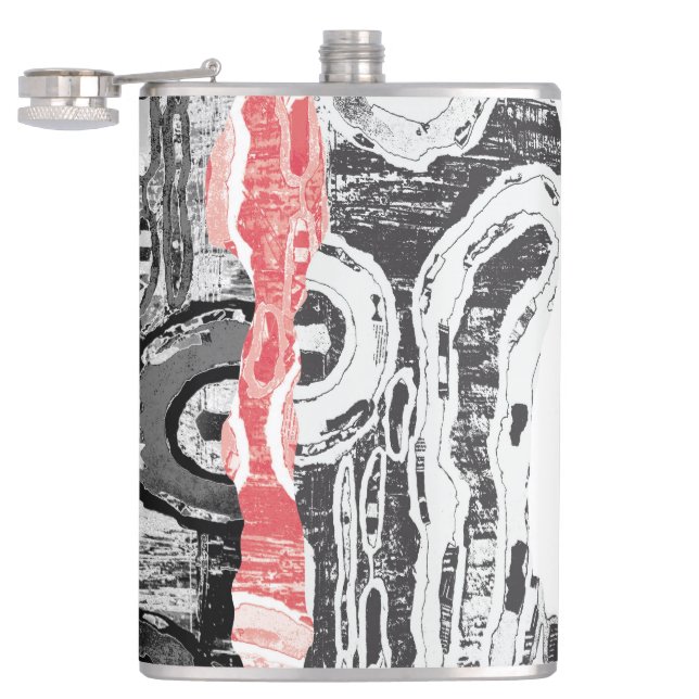 Vinyl umwickelte Flasche – Abstract Land Flachmann (Geöffnet)