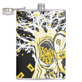 Vinyl umwickelte Flasche – Urban Tree Owl & Wealth Flachmann