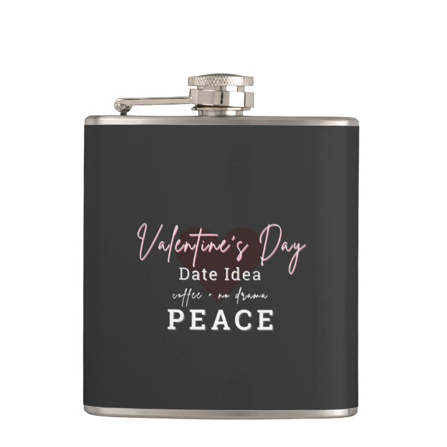 Vinyl umwickelte Flasche Valentinstag Frieden Flachmann (Vorderseite)