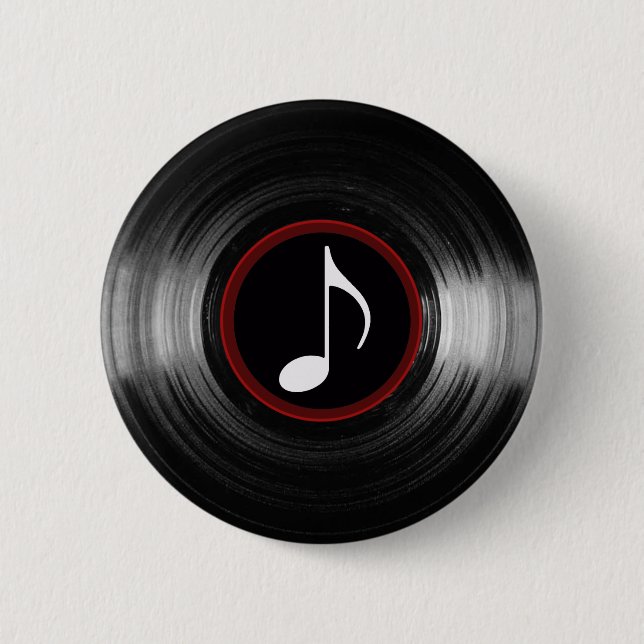 Vinyl- und Musiknote Button (Vorderseite)