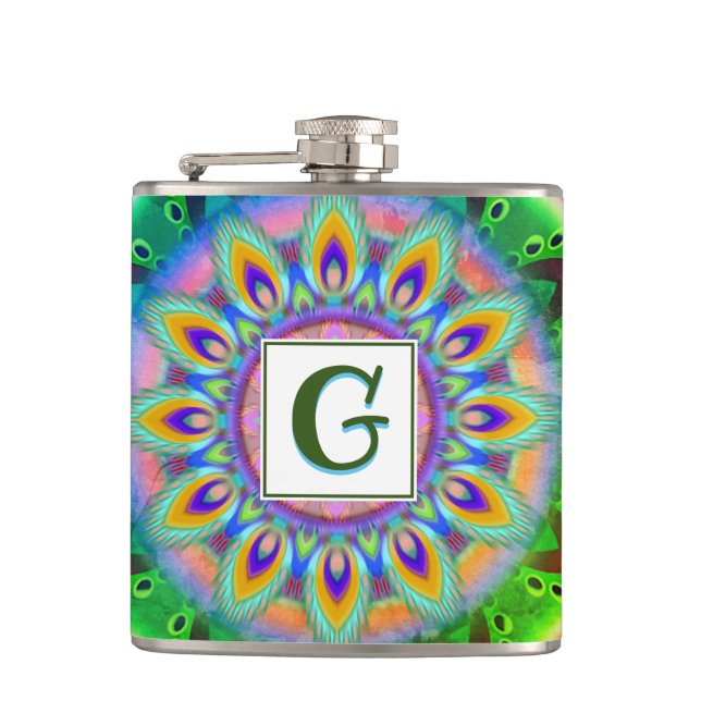 Vinyl verpackt Custom angesagt Flask Psychedelia Flachmann (Vorderseite)