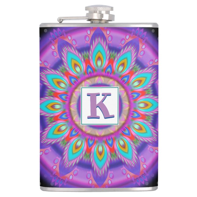 Vinyl verpackt Custom angesagt Flask Psychedelic Flachmann (Vorderseite)