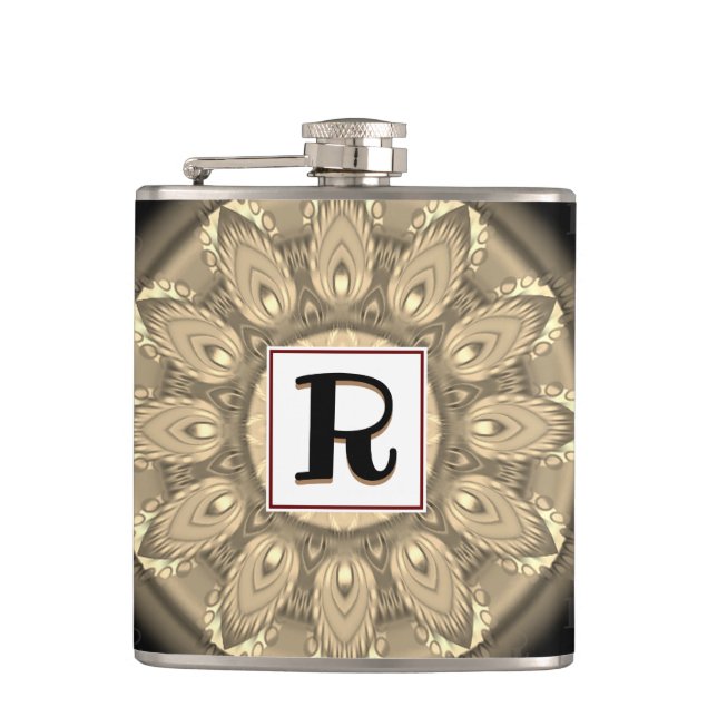 Vinyl verpackt Custom angesagt Flask sepia psyched Flachmann (Vorderseite)