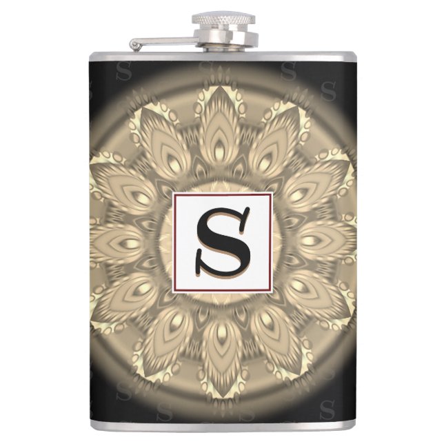 Vinyl verpackt Custom angesagt Flask sepia psyched Flachmann (Vorderseite)