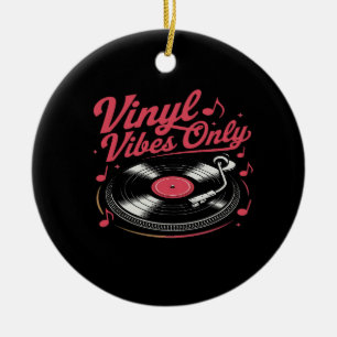 Vinyl Vibes only - Retro Record Player Design Keramik Ornament