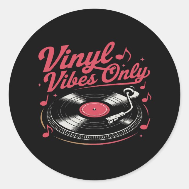 Vinyl Vibes only - Retro Record Player Design Runder Aufkleber (Vorderseite)