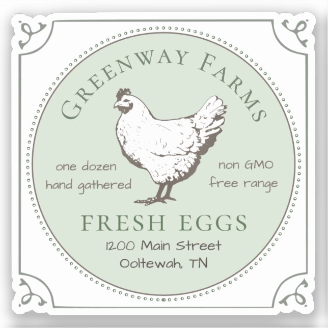 Vinyl Window Sticker FRESH EGGS with HEN (Vorderseite)