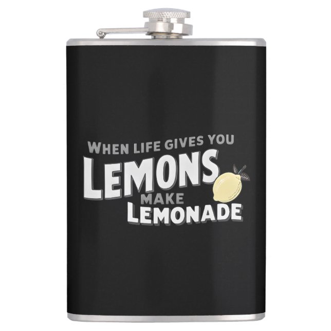 Vinyl Wrapped Flask Lemons Resilience Slogan Gift Flachmann (Vorderseite)