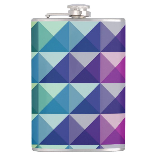Vinyl Wrapped Flask - Mehrfarbige Dreiecke Flachmann (Vorderseite)