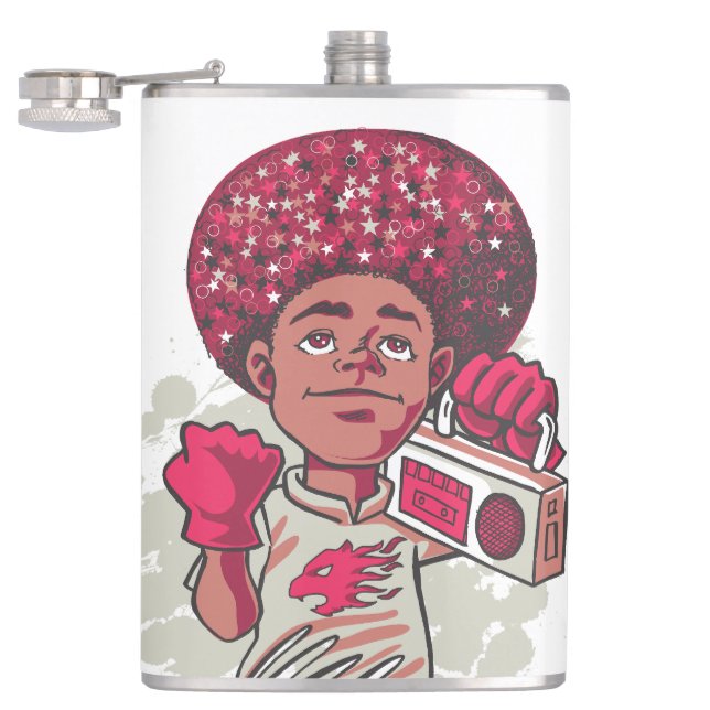 Vinyl Wrapped Flask – YOUTH Power Afro & Boombox  Flachmann (Geöffnet)