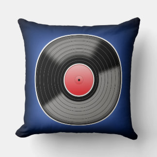 Vinyljunkie-Blau verblaßt quadratisches Kissen