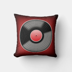 Vinyljunkie-Rot verblassen quadratisches Kissen
