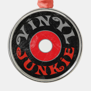 Vinyljunkie-runde Silbernes Ornament