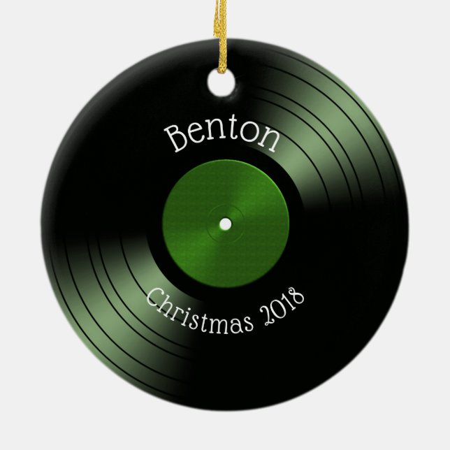 Vinylrekordalbum - Retro 70er 45 Disc Keramik Ornament (Hinten)